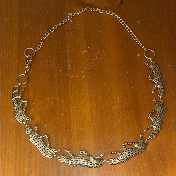 VTG 1997 NI Gold Tone Metal Jaguar Jungle Cat Chain Link Fashion Belt Womens - Picture 5 of 9